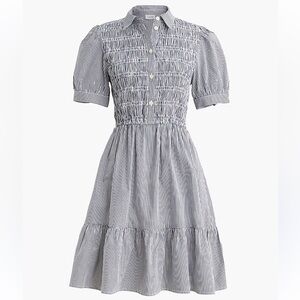 J. Crew- Striped Smocked Shirtdress, Antique Navy/White, Size XL, EUC